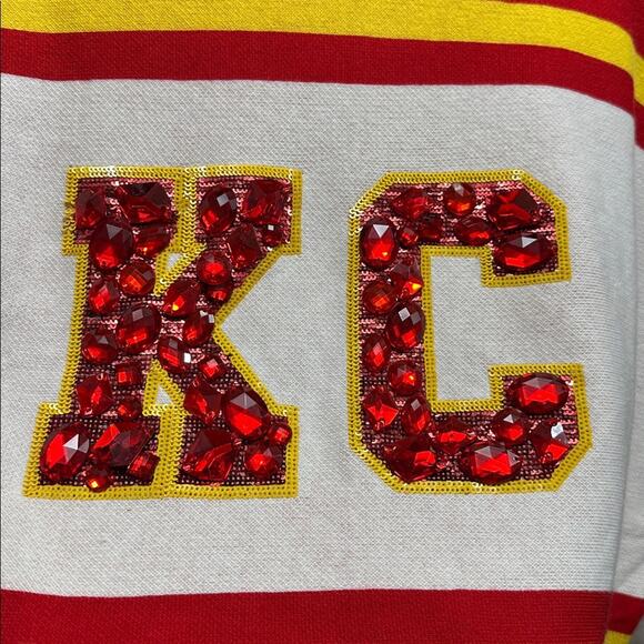 Queen of Sparkles KC Kansas City Scoop Neck Gem Sparkle Sweater NWT Size S - Picture 4 of 7